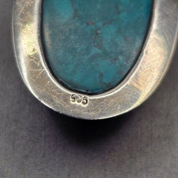 Southwestern 925 Sterling Silver Turquoise Pendant 1.75" Oval Cabochon 9.54g - Picture 6 of 8